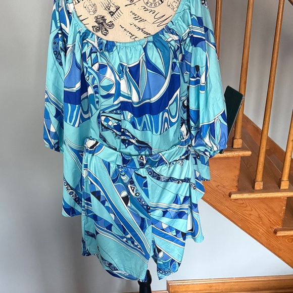 Other - Blue Patterned Off-Shoulder short Set
